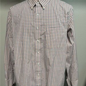Jos. A. Bank Men's Plaid Button-Down Shirt - White, Blue & Orange